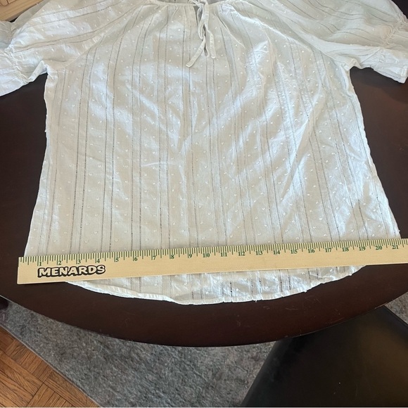 Land' n Sea Women Eyelet Split Tie Neck Blouse White 100% Cotton Women Size L - Picture 8 of 11